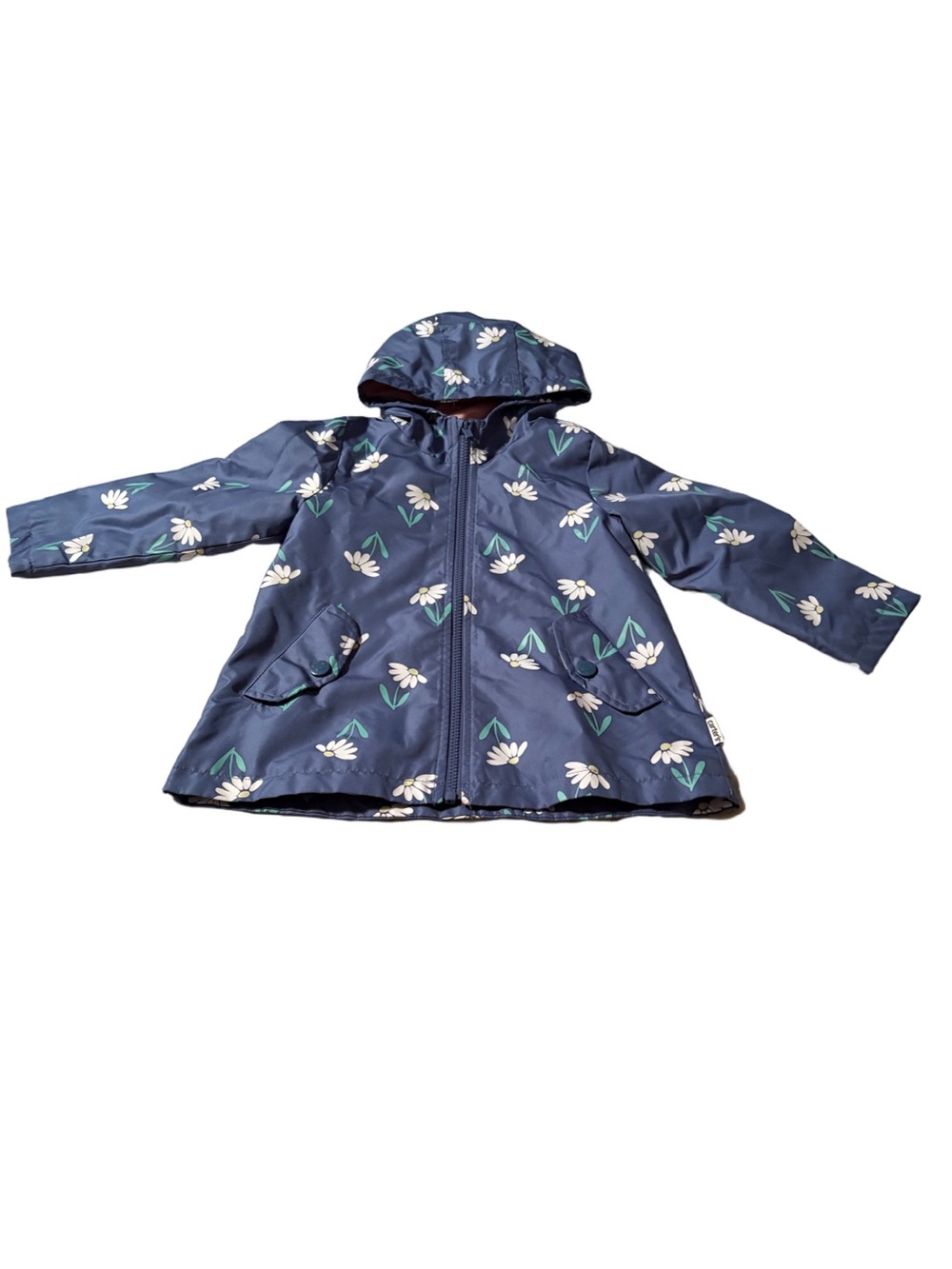 Carter's Blue Floral Hooded Raincoat Size 3T